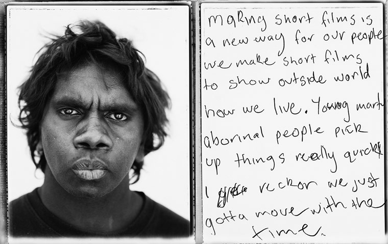 making short films is a new way for our people we make short films to show outside world how we live. Young Martu aborinal people pick up things really quick I reckon we just gotta move with the time.