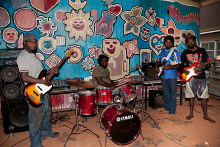 The band plays at the community celebration