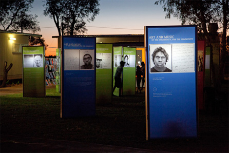 The exhibition glows at night